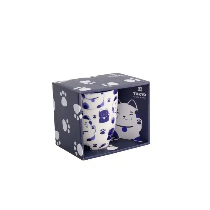 Tokyo Design Studio - Kawaii- Maneko Mug With Giftbox - Blue- 8.5x10.2cm 380ml