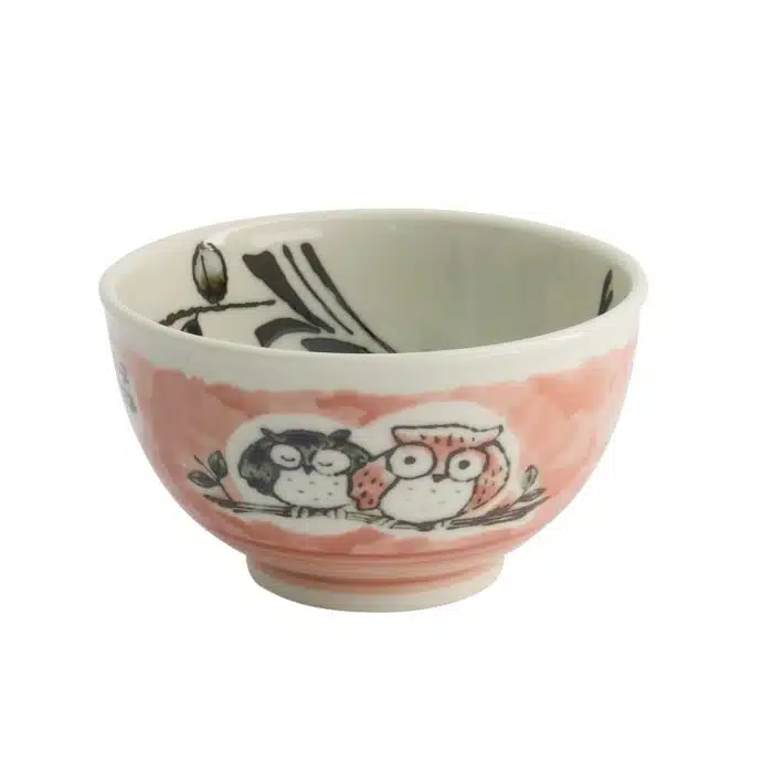 Tokyo Design Studio- Kawaii- Rice Bowl- Owl- 13x8cm 400ml Pink
