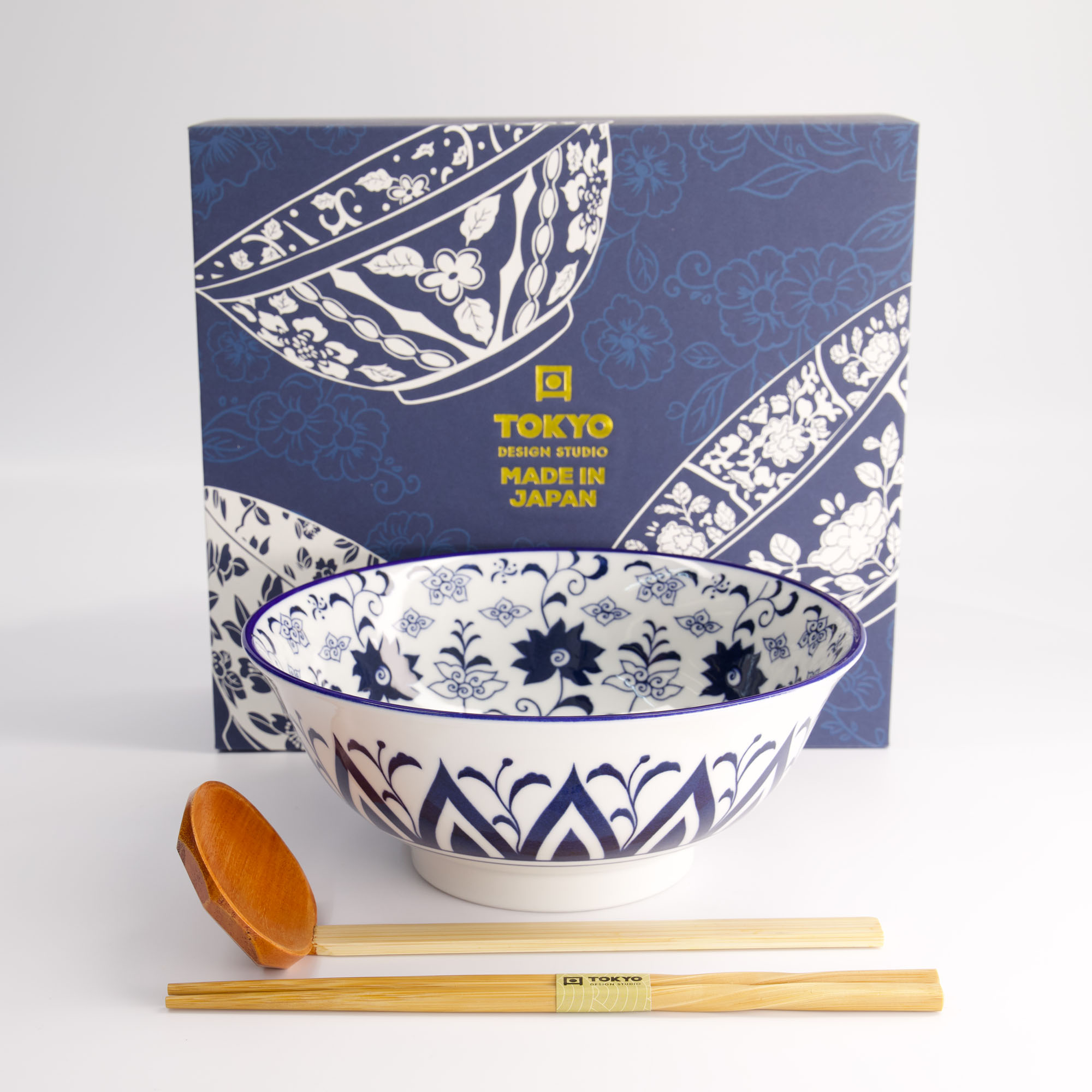 Tokyo Design Studio - Tokyo Blue - Ramen Bowl - Gift Set - 3pcs - 1300ml ⋆  The Oriental Shop