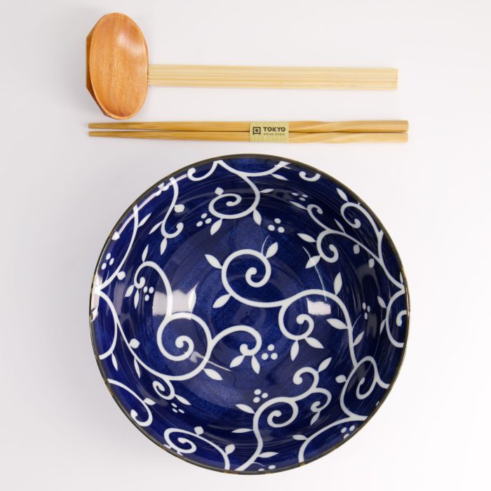 Tokyo Design Studio - Tokyo Blue - Karakusa - Ramen Bowl - Gift Set - 3pcs - 1300ml - Image 4