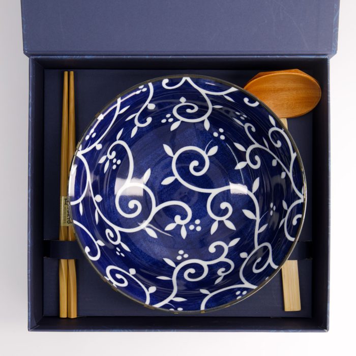 Tokyo Design Studio - Tokyo Blue - Karakusa - Ramen Bowl - Gift Set - 3pcs - 1300ml - Image 3