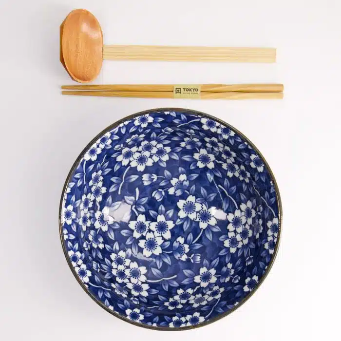 Tokyo Design Studio - Tokyo Blue - Sakura - Ramen Bowl - Gift Set - 3 pcs - 1300ml - Image 5