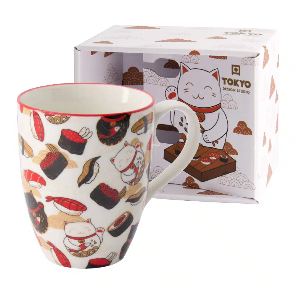 Tokyo Design Studio - Cute Lucky Cat - Mug with Gift Box - 8.5x10.2cm 380ml