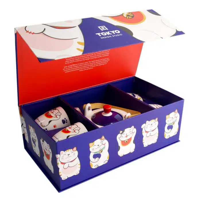 Tokyo Design Studio - Kawaii - Lucky Cat - Tea Set - 1 Teapot - 4 Cups - Image 2