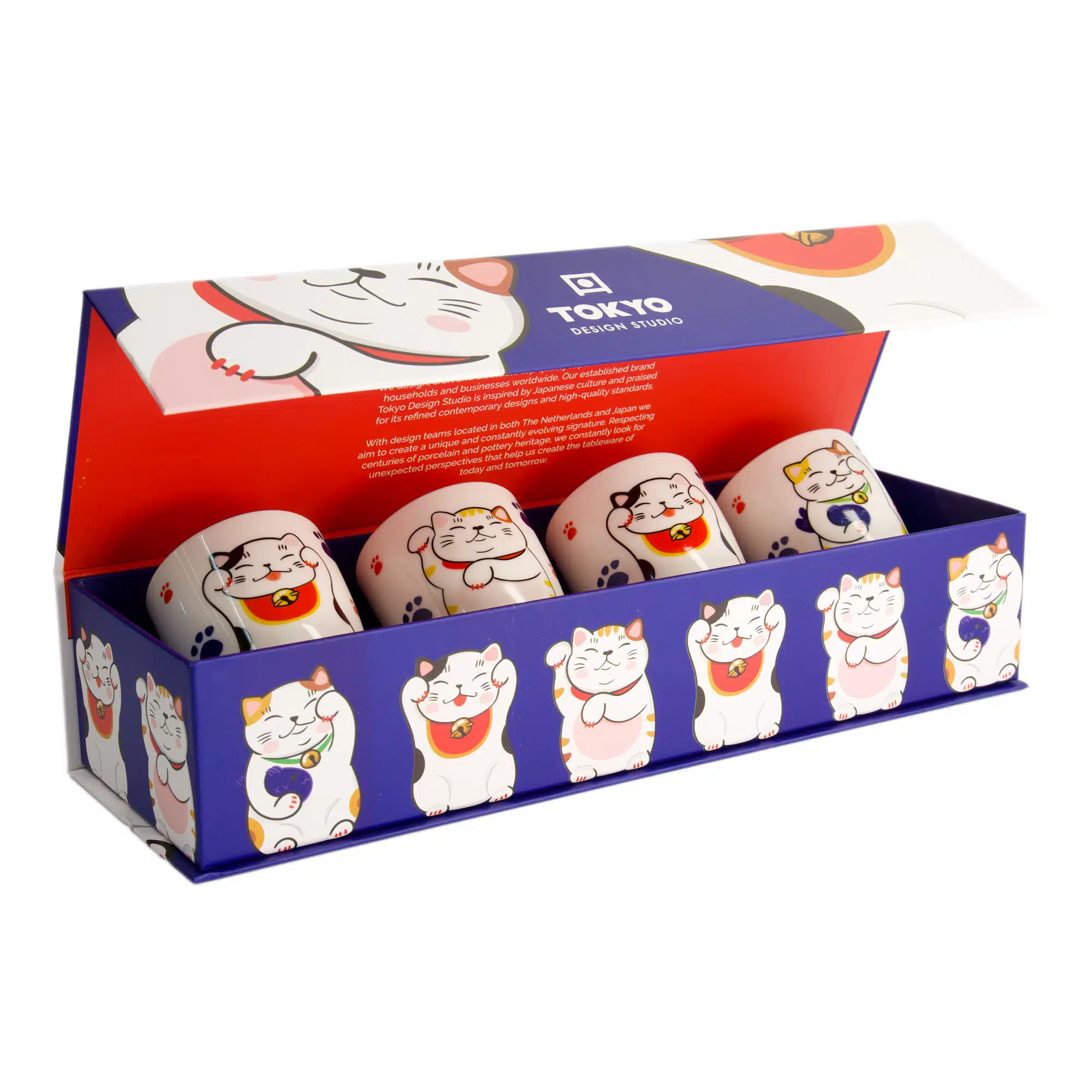 Tokyo Design Studio - Kawaii - Lucky Cat - Cup Set - 4 Pieces - 170ml - Image 2