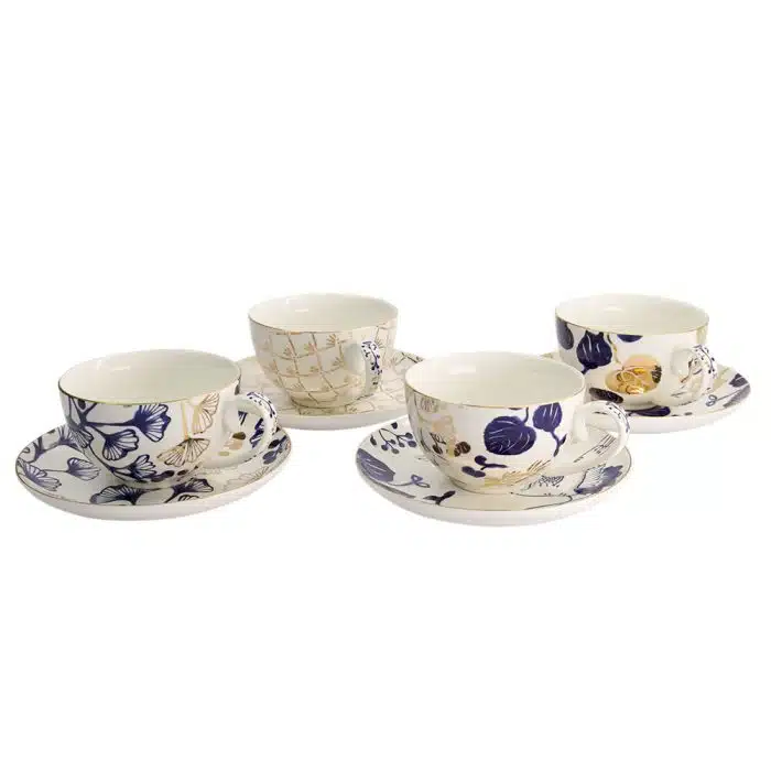 Tokyo Design Studio - Flora Japonica Gold - Set of Cups and Saucers - 4 Different Designs - 250ml - Image 3