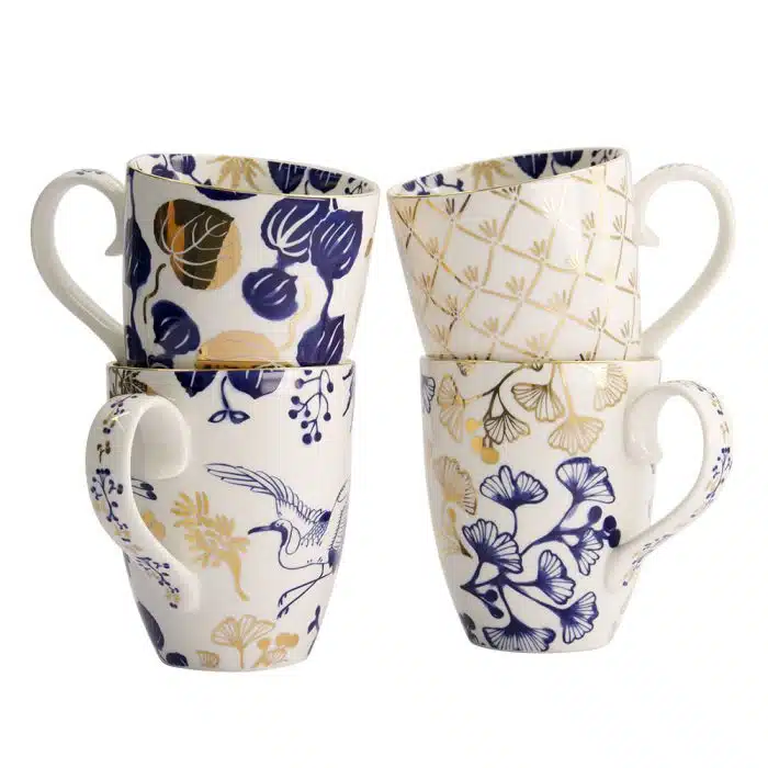 Tokyo Design Studio - Flora Japonica Gold - Espresso Cup Set - Set of 4 pieces - 8.5 x 10.2cm - 380ml - Image 2