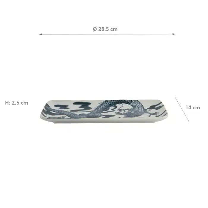 Tokyo Design Studio - Japonism Dragon - Rectangular Tray - Black - 28.5x14x2.5cm - Image 2
