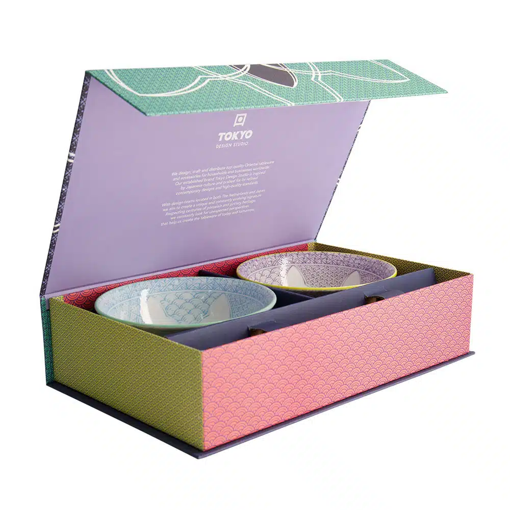 Tokyo Design Studio - Lily Flower - Bowl Set - Including Chopsticks - Purple/Light Blue - 14.4x6.8cm - 550ml - Image 3