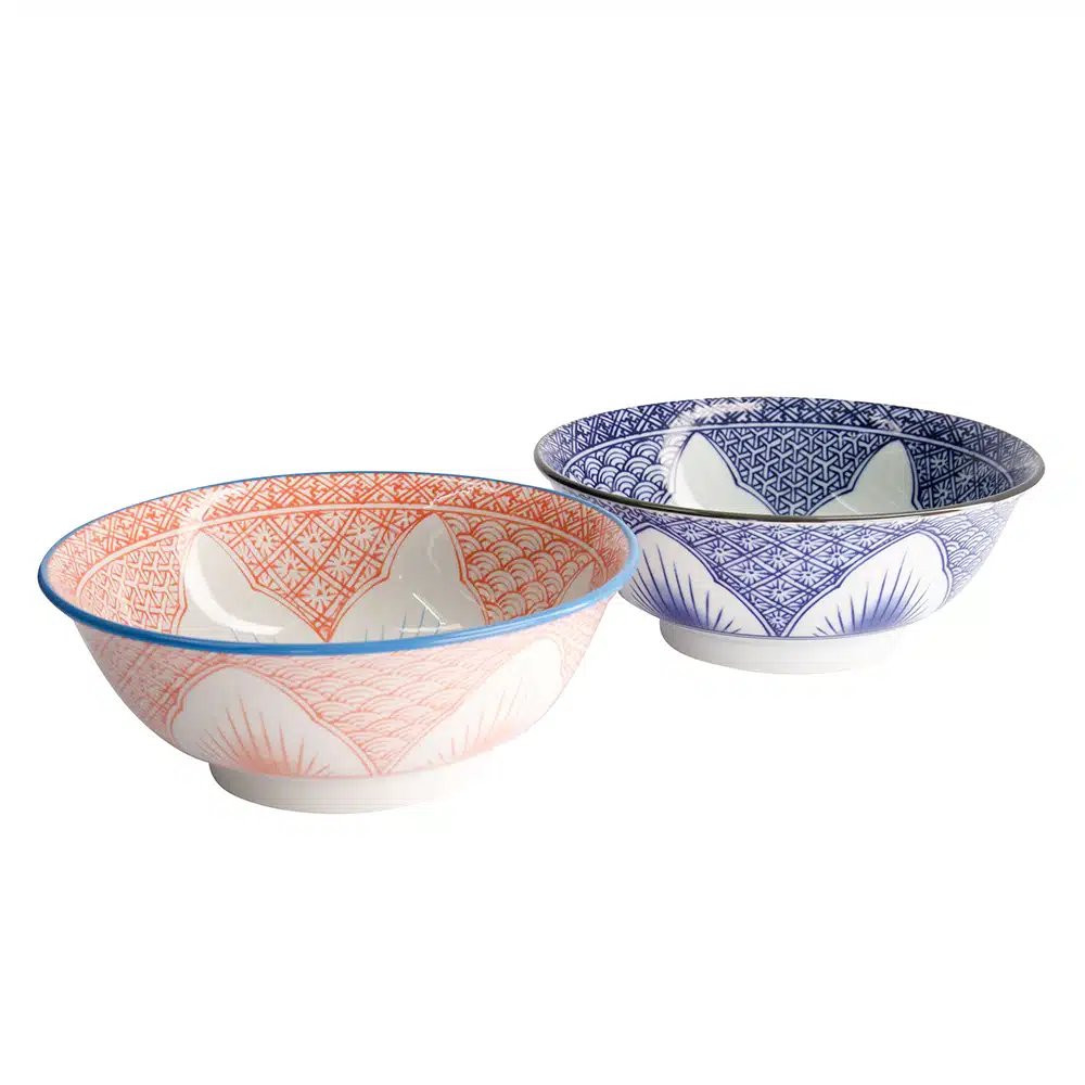 Tokyo Design Studio - Lily Flower - Bowl Set - Red/Blue - 20.5x8cm - 1200ml - Image 3