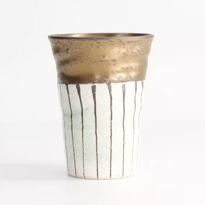 Tokyo Design Studio - Craft Teacup - Black/Gold - White Stripe - Image 3
