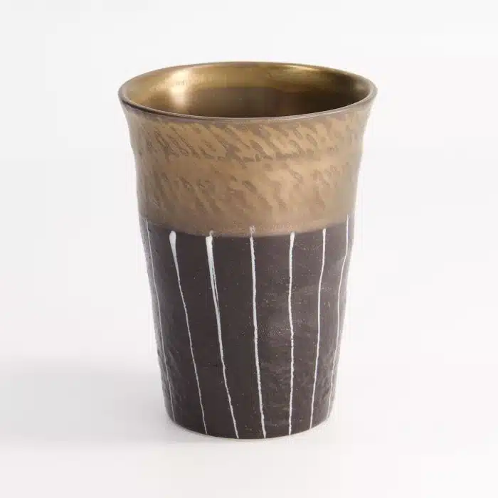 Tokyo Design Studio - Craft Teacup - White/Gold - Black Stripe
