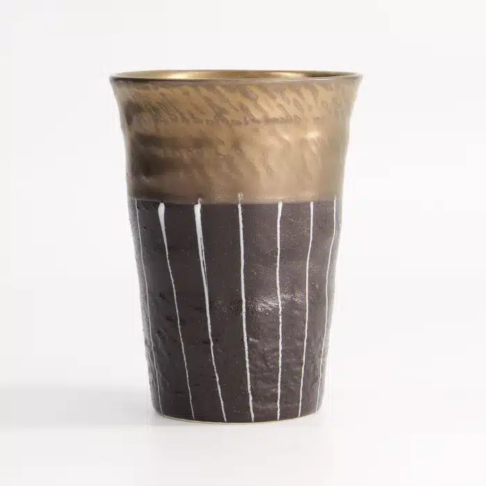 Tokyo Design Studio - Craft Teacup - White/Gold - Black Stripe - Image 3