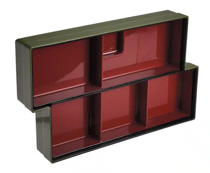 Green Black/Red Bento Box - Lacqueware - 37.2x22.5x6.5cm - Image 2