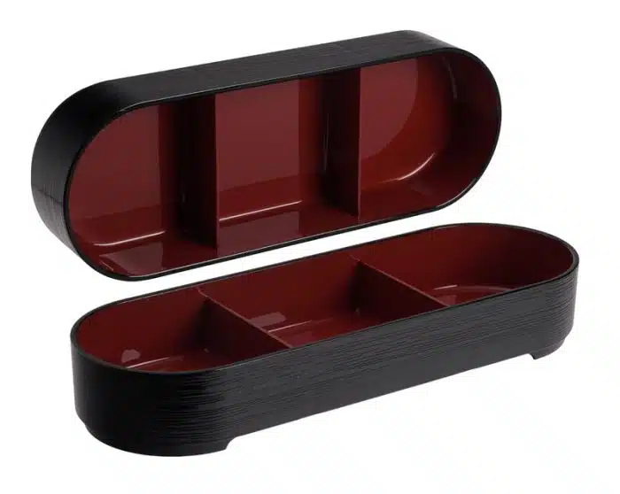 Black/Red Bento Box - Lacqueware - Oval - 36.2x12.4x5.7 - Image 3
