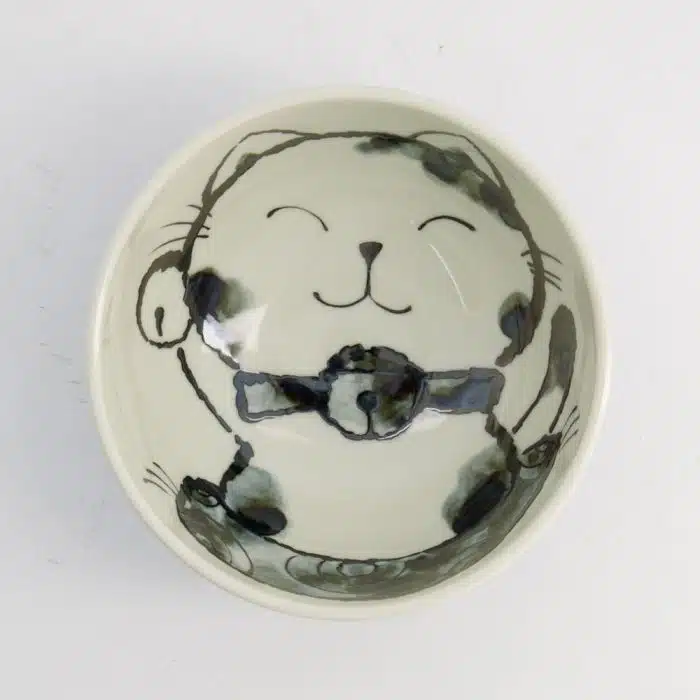 Tokyo Design Studio - Kawaii - Rice Bowl - Cat Neko - Blue - 13x8cm - 400ml - Image 3