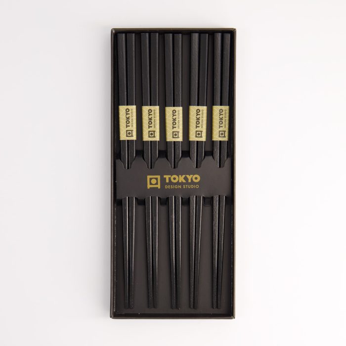 Tokyo Design Studio - Chopsticks - Gift Set/5 - Square - Black - Image 4