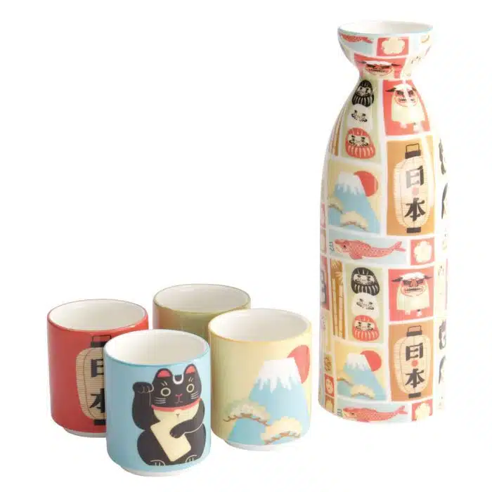 Tokyo Design Studio – Kawaii – Japan - Sake Set – 4 Cups – 1 Sake Bottle – 220/50ML - Image 2