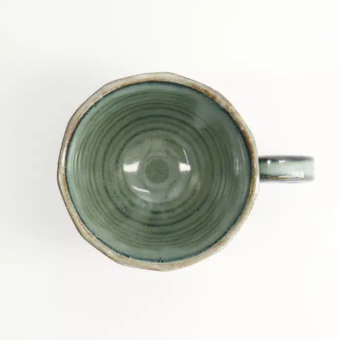 Tokyo Design Studio - Craft Mug - Green/Beige Stripe - 9.5x12.5x7.5cm - Image 3