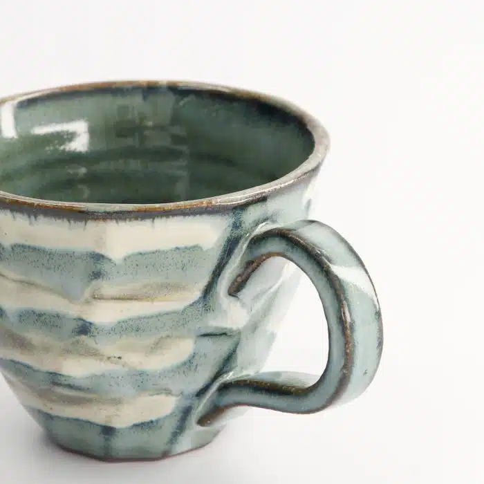 Tokyo Design Studio - Craft Mug - Green/Beige Stripe - 9.5x12.5x7.5cm - Image 4