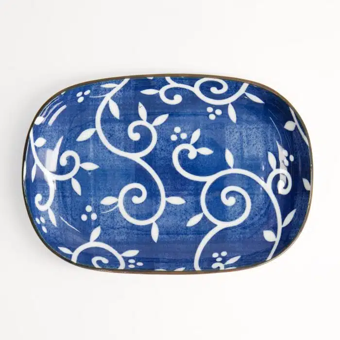 Tokyo Design Studio - Tokyo Blue - Karakusa - Oval Plate - 18.7x13cm - Image 2