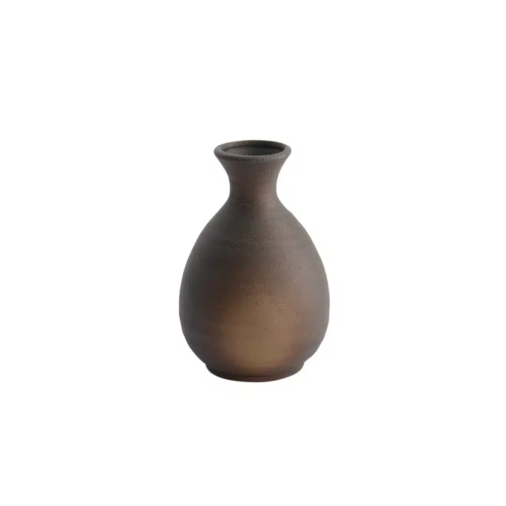 Sake Bottle - Black - Bizen - 12.5x8cm - Image 2