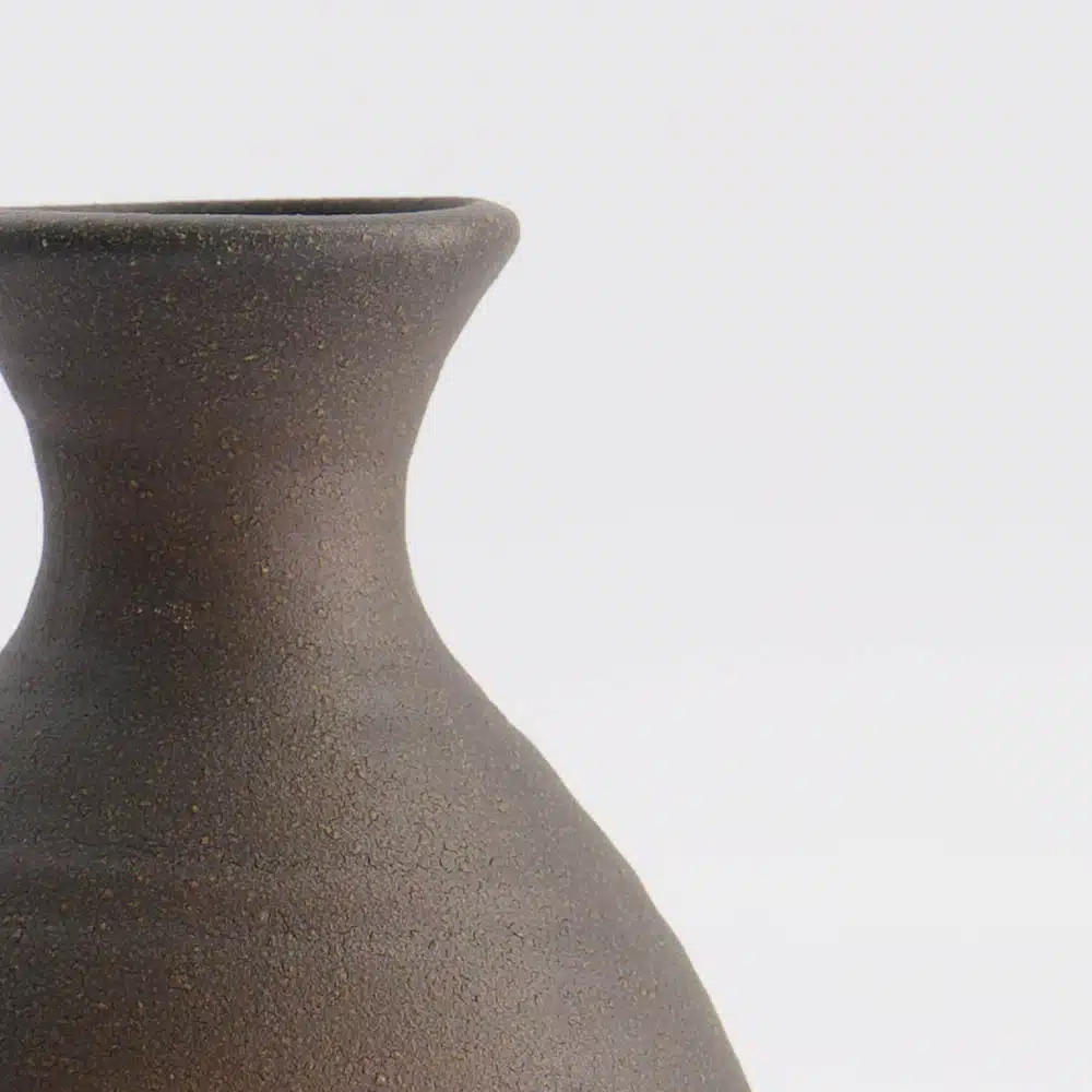 Sake Bottle - Black - Bizen - 12.5x8cm - Image 3
