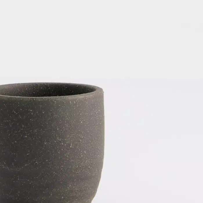Sake Cup - Black - Bizen - 4.5x4.5cm - 50ml - Image 3
