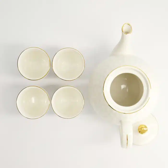 Tokyo Design Studio - Nippon White - Gold Rim - Tea Giftset - 1300ml - with 4 Cups 170ml - Image 4
