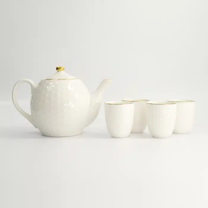 Tokyo Design Studio - Nippon White - Gold Rim - Tea Giftset - 1300ml - with 4 Cups 170ml - Image 7