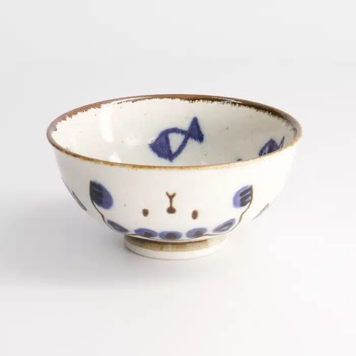 Tokyo Design Studio - Kawaii - Cat Neko - Rice Bowl - Blauw - 11.5x6cm - 300ml