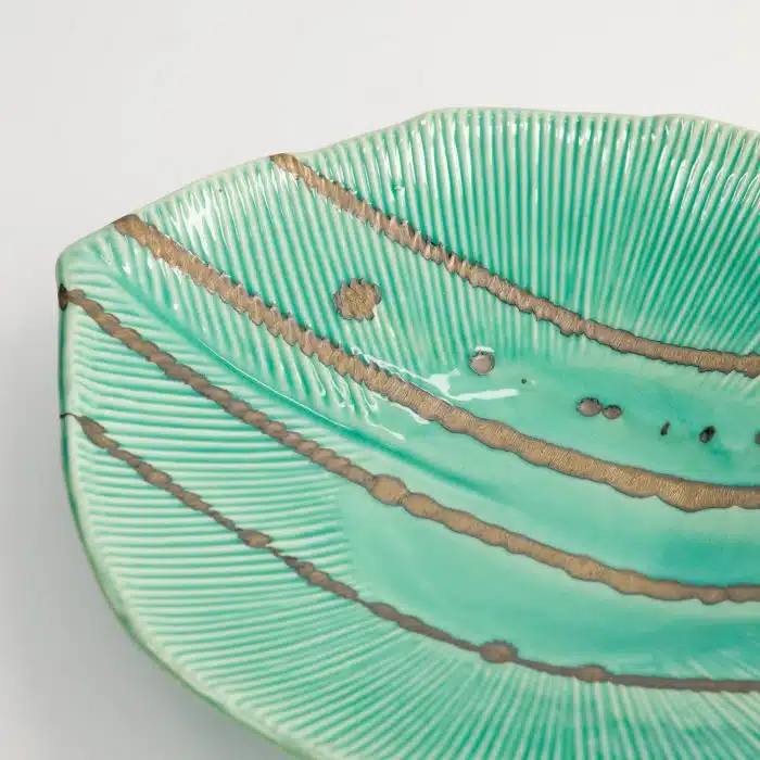 Tokyo Design Studio - Yamasaku - Turquoise - Round Leaf Plate - 25.5x23x4cm - Image 4