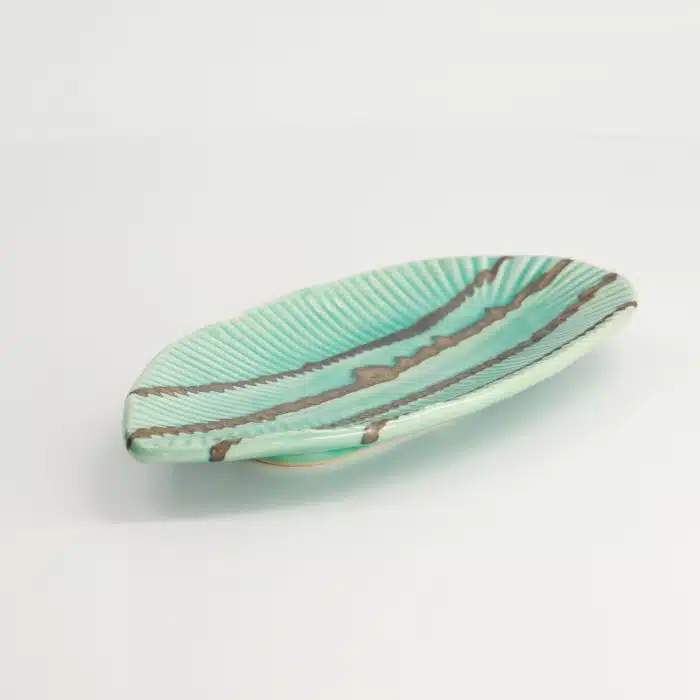 Tokyo Design Studio - Yamasaku - Turquoise - Rectangular Leaf Plate - 21.5x10.8x2cm - Image 3