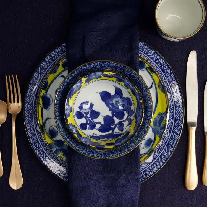 Tokyo Design Studio - Botan - Plate - Yellow/Blue - 13.9x4.1cm - Image 5
