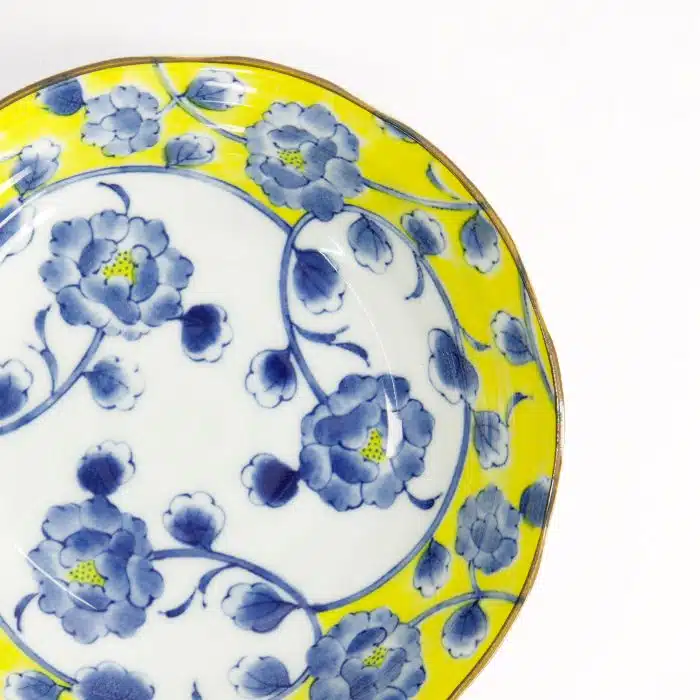 Tokyo Design Studio - Botan - Shallow Bowl - Yellow/Blue - 16.5x4cm - Image 4