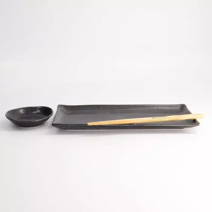 Tokyo Design Studio - Onyx Noir - Two-Piece Sushi Set with Chopsticks - 28.5x12.5cm & 10x2cm - Image 2