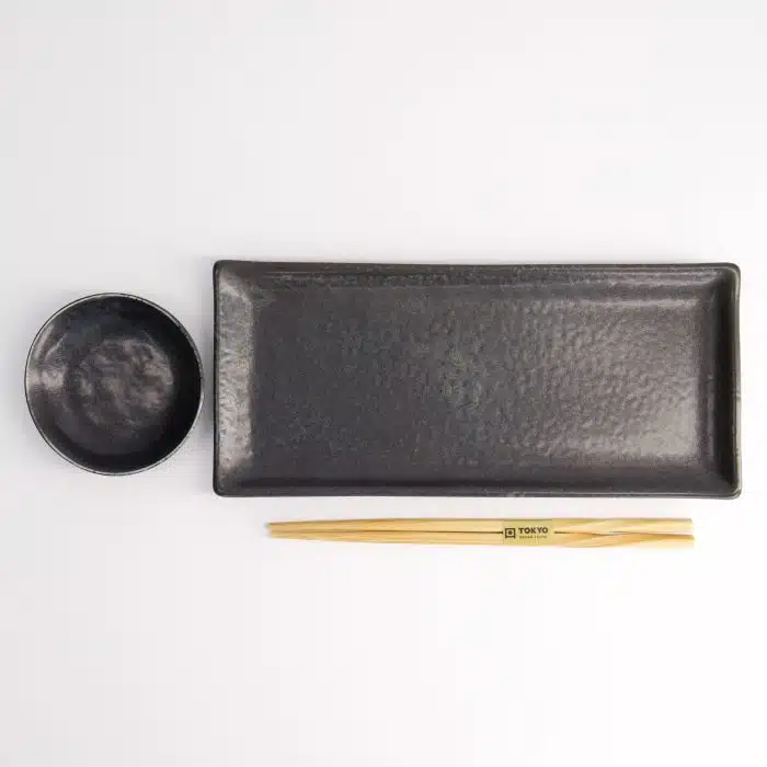 Tokyo Design Studio - Onyx Noir - Two-Piece Sushi Set with Chopsticks - 28.5x12.5cm & 10x2cm - Image 3