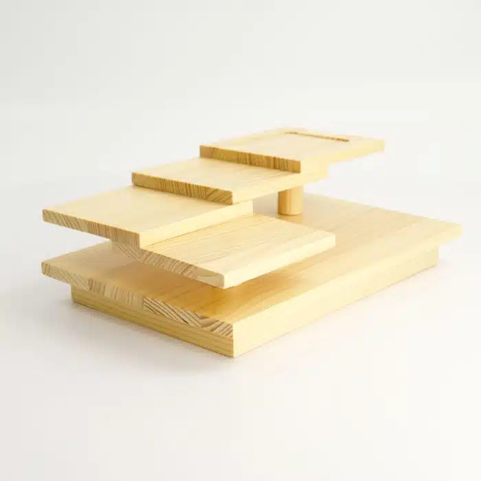 Tokyo Design Studio - Wooden Sushi Geta Square - Stairs Design - 25.4x17x8.2cm - Image 2