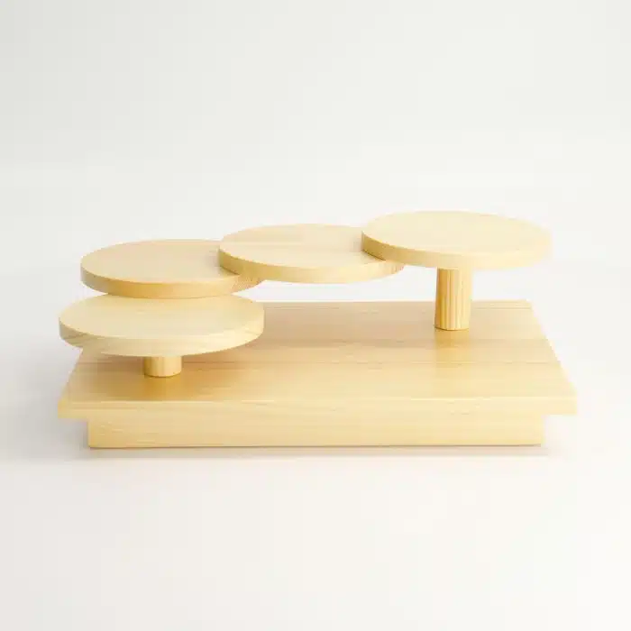 Tokyo Design Studio - Houten Sushi Geta - Ronde Trappen - Design - 26,3x18,4x8,7 cm