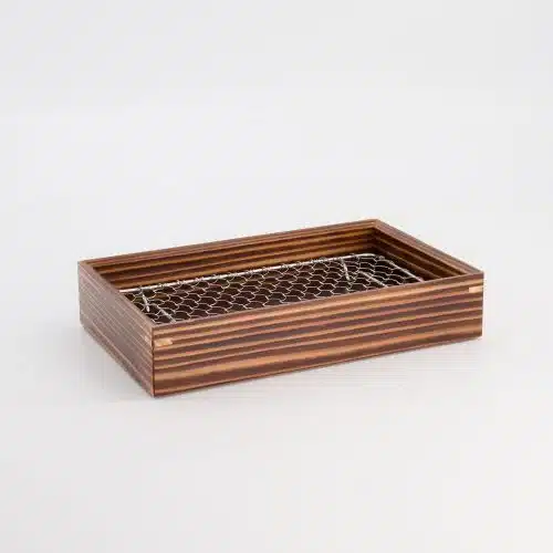 Houten Tempura Presentatie met Net - 20x12,4x4 cm
