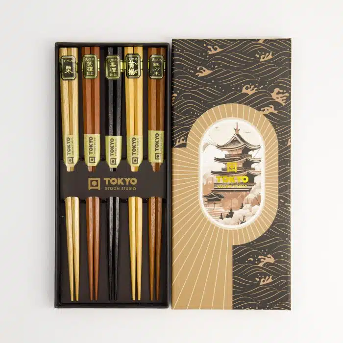 Tokyo Design Studio - Chopsticks - Gift Set/5 - Hexagon Wood - Image 2