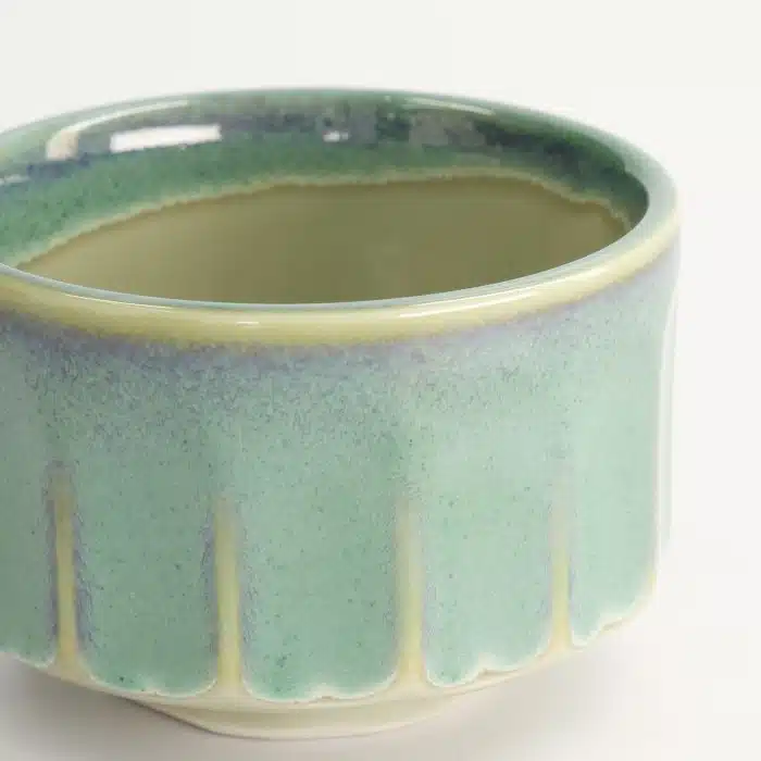 Tokyo Design Studio - Artisan Matcha Bowl - White/Aqua - 11.5x7.5cm - 400ml - Image 4
