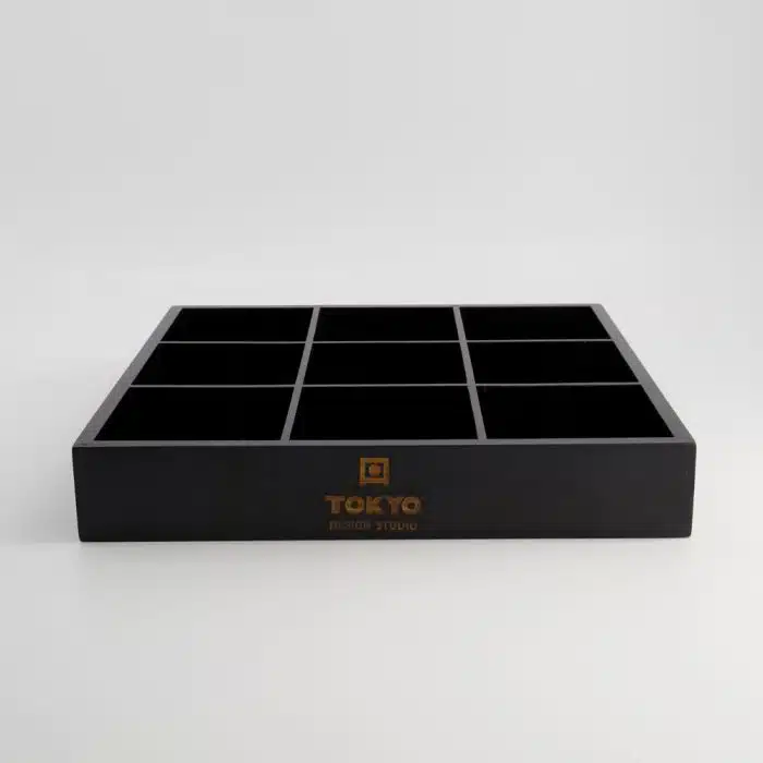 Wooden Display Box Black - 9 Compartments - 33x33x5.5 cm - Image 2