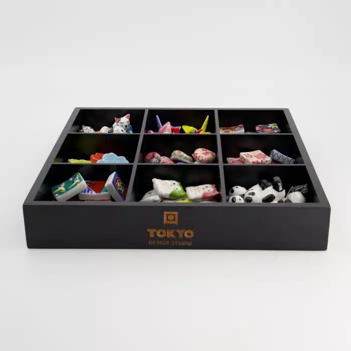 Wooden Display Box Black - 9 Compartments - 33x33x5.5 cm