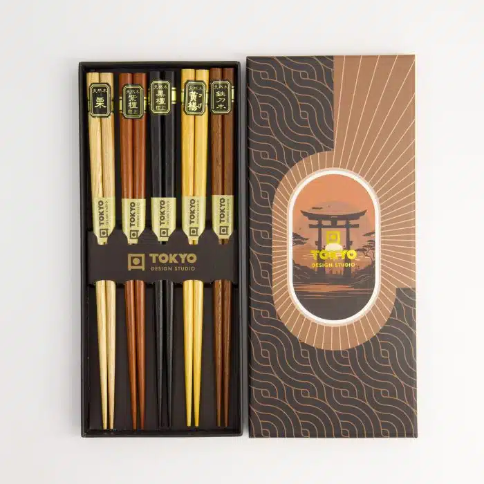 Tokyo Design Studio - Wooden Chopstick Gift Set - 5 Pairs - Image 2