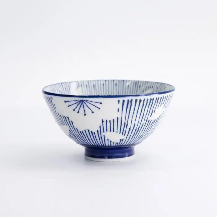 Tokyo Design Studio - Sakura - Stripe Rice Bowl - 12.5x6.5cm - 350ml - Blue - Image 3