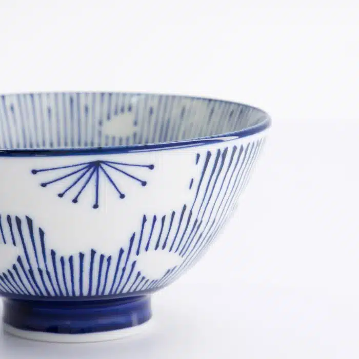 Tokyo Design Studio - Sakura - Stripe Rice Bowl - 12.5x6.5cm - 350ml - Blue - Image 4