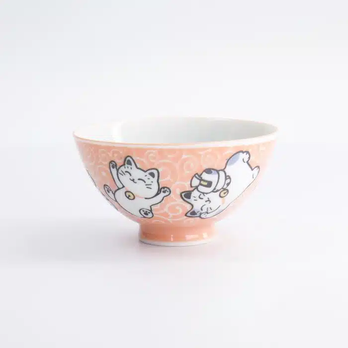 Tokyo Design Studio - Kawaii - Rice Bowl - Karakusa - Lucky Cat - 11.5x6.2cm - 300ml - Orange - Image 3