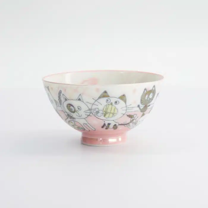 Tokyo Design Studio - Kawaii - Rice Bowl - 11.4x6.2cm - 300ml - Pink - Funny Cat - Image 3