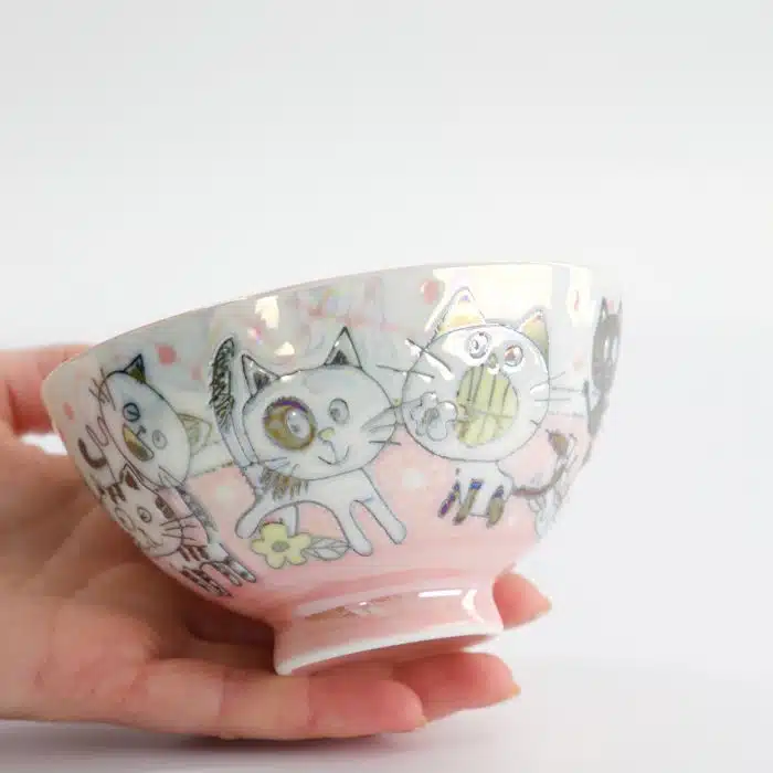 Tokyo Design Studio - Kawaii - Rice Bowl - 11.4x6.2cm - 300ml - Pink - Funny Cat - Image 4
